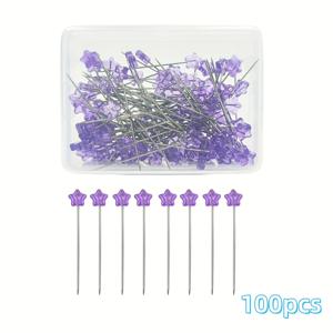 TEMU 100개 창의적인 위치 지정 핀, 별 바늘, 별 머리 핀, 3D 삼차원 다섯 뾰족한 별 머리, 수제 장식 핀, 꽃다발, 선물 장식, 2.05인치, 컬러풀 투명 색상, 좋은 녹 방지 성능, 섬세하고 내구성, 바느질 액세서리 및 공급, 바느질/공예용 천 핀, 바늘, 머리 핀