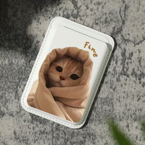 TEMU 2025년 신형 고급스러운 세련된 귀여운 강아지 패턴 자석 카드 홀더 iPhone 16 15 14 Pro Max 지갑 부착, 1-2장 수납, 내장 보안 포켓 KA1 장착, 소재, 자석 잠금, 안감, 슬립 포켓, 코트 형태 요소, 신용 카드 지갑 컴파트먼트