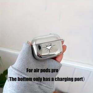 TEMU 에어팟용 깨진 하트 에지스틱 케이스, 실버 컬러, 에어팟 1 2 3 프로 2세대 전용 독특한 브로큰 하트 디자인 이어폰 케이스, 여성 청소년을 위한 생일 선물 트렌디한 아이템