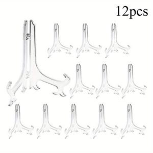 TEMU 3인치 투명 플라스틱 접시 12개 세트, 결혼식 및 홈 데코용 투명 플라스틱 이젤 또는 스탠드 포함