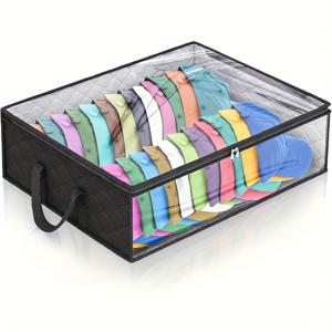 TEMU 모자 보관함, 접이식 펠트 장난감 보관함, 뚜껑이 있는 대형 라운드 여행용 모자 버킷, 남녀공용 모자 및 플러시 장난감 보관에 적합|벙거지모자