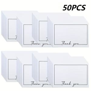 TEMU 50개 블랭크 감사 카드 3.5X2.1 인치, 종이 노트 카드, 손수작업, 손수작업 인사 카드, 그림, 생일 초대장, 결혼식 및 특별한 기회, 영어 텍스트, 봉투 미포함