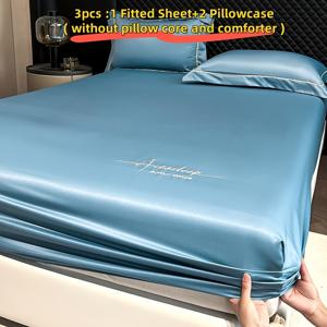 TEMU 2/3개 냉감 시트 세트 - 360° 탄성 피부 친화적 매트리스 보호 커버 (시트 1개 + 베갯잇 1/2개) | 주름/변색/수축 방지, 통기성 및 세탁기 사용 가능, 침대/아파트/게스트룸용, 어버이날 선물