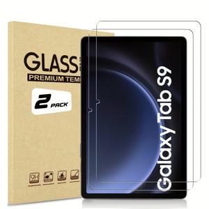 TEMU 2개 11인치 및 10.9인치 강화 유리 스크린 보호기 - 삼성 갤럭시 탭 S9, S9 FE, S7, S8, SM-X700, SM-T870, SM-X510, SM-X516B, SM-X710, X716용 - HD 클리어, 9H 경도, 긁힘 방지, 버블 없음