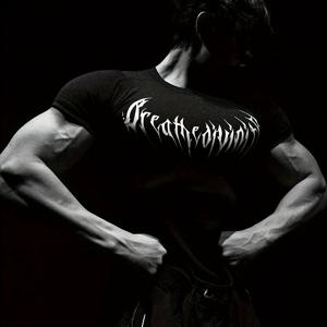 TEMU 남성용 퀵드라이 압축 티셔츠 - 윙 프린트 & 레터 그래픽, 통기성 스트레치 소재, 스냅핏 크루넥, 라이트 베이지, 헬스, 러닝, 하이킹, 캐주얼 및 아웃도어 스포츠웨어, 여름 니트 원단