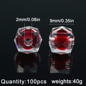 TEMU 100개 9mm 불규칙한 투명한 어두운 빨간 비즈 사각형 다각형 아크릴 비즈 DIY 보석 만들기 - 주문형, 팔찌, 목걸이, 귀걸이 및 패션 액세서리, DIY 보석 만들기 | 생생한 빨간 비즈 | 다각형 비즈, 비즈 공급품