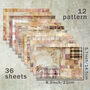 TEMU 36장 A5 (핑크 체크 장미 레이스 배경) 스크랩북 용지, 불렛 저널, 잡 저널, 카드 배경, 포토 앨범, 공예용