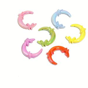 TEMU 6개 세트 스타일 랜덤 새로운 플레이트 아크릴 나비 별 달 수직 구멍 비즈 DIY 휴대 전화 체인 키체인 펜 장식 재료 액세서리 느슨한 비즈