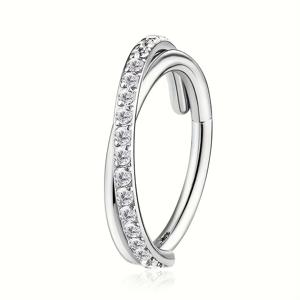 TEMU 16G 우아한 힌지 코밭, 반짝이는 CZ 스톤 장식 - 스타일리시한 스테인리스 스틸 연골 피어싱 주얼리, 캐주얼 착용 또는 선물용으로 적합한 디자인, 코 장식