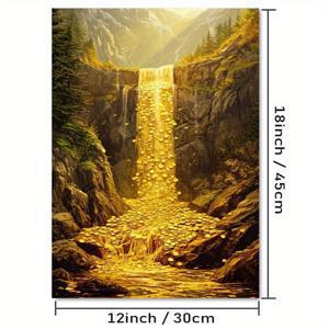 TEMU 1개 흐르는 폭포 포스터 캔버스 벽 장식, 고품질 캔버스 프린트 거실 침실 주방 사무실 카페 인테리어, 완벽한 선물 및 장식용 풍경 포스터