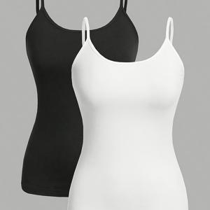 TEMU 패션 여성용 캐미솔 조절 가능한 스트랩, 섹시 란제리 의상, 2pcs 세트