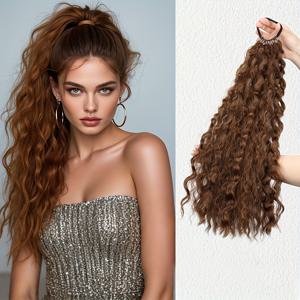 TEMU 여성용 키키 컬리 롱 포니테일 헤어 익스텐션 - 볼륨감 있는 합성 플러피 헤어피스, 탄력 밴드로 안정적 착용감, 파티, 웨딩, 포토 촬영, 일상 사용을 위한 볼륨 & 컬리 길이 - 볼륨 업 포니테일 추가용