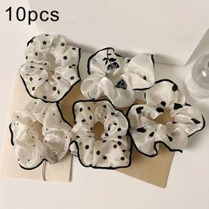 TEMU 5개/10개입 부드러운 물방울 무늬 하트 꽃 대장 머리끈, 우아하고 고급스러운 헤어 액세서리