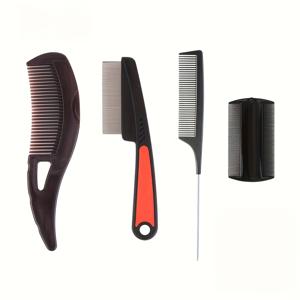 TEMU 4종 헤어 케어 도구 세트 - 스테인리스 스틸 미세 빗, 흑색모 제거용 속이 빈 빗, 헤어 빗질 도구 포함 - 재사용 가능한 두피 관리 도구