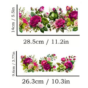 TEMU 2개 로즈 플로럴 콤보 디자인 UV DTF 전사, 40 Oz Libbey 유리컵 랩 전사용 - 방수 및 스크래치 방지, 유리 캔, 커피 머그 및 기타 공예 키트용 데코 키트 - PVC 재질 (컵 미포함)