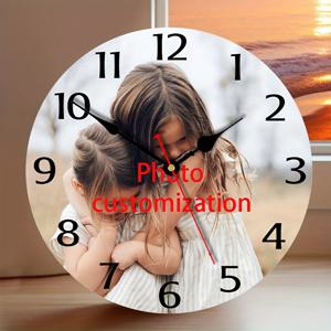 TEMU 맞춤형 사진 벽시계 - 개인화된 가족 아트 원형 시계, 결혼식, 발렌타인데이, 크리스마스, 생일 등을 위한 무소음 배터리 구동 홈 데코, 거실용 벽시계
