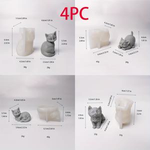 TEMU 4개 세트 고양이 실리콘 몰드 조합 3D 캣 캔들 몰드 핸드메이드 아로마테라피 캔들, 비누, 석고 주조 몰드 거실용 럭셔리 장식