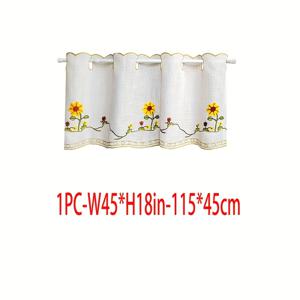 TEMU 1개 미국식 레트로 시골풍 자수 화이트 레이스 쉬어 튤 숏 커튼 천공 고품질 부드러운 무라인 세탁 가능 거실 침실 베이 윈도우 홈 데코 현관 파티션 드레이프