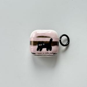 TEMU 귀여운 흑마모리구 디자인의 핑크색 보호 케이스에 검은색 링이 달린 에어팟 프로 1, 2, 3, 4 호환 케이스