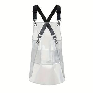 TEMU 남녀공용 투명 미용실 앞치마, 3개 주머니 포함, 조절 가능한 크로스백 디자인, 부드러운 TPU 플라스틱 소재, 헤어 및 네일 아트 작업에 적합, 사이즈 60cm*58cm