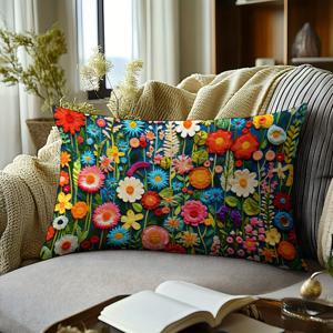 TEMU 1개 민족 스타일 데이지 플로럴 디자인, 3D 디지털 프린팅 원단으로 제작된 오버사이즈 베개커버. 부드럽고 편안하며 피부에 친화적인 소재, 침실, 게스트룸, 호텔에 적합. 발렌타인데이, 생일, 크리스마스 선물로 이상적