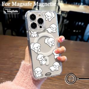 TEMU 아이폰 16, 15, 14, 13, 12, 11 프로 맥스, 미니, XR, XS, X, 7, 8 플러스와 호환되는 귀여운 개 폰 케이스. 투명한, 자석이 있는, 충격 방지, 부드러운 TPU 백 커버를 특징으로 합니다.