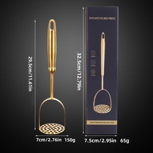 TEMU 헤비듀티 스테인리스 스틸 감자 머셔 & 마늘 프레스 - 인체공학적 손잡이, 내구성 있는 주방 도구로 감자, 건강한 식사 준비 및 마늘 분쇄용, 세련된 메탈릭 마감, 견고한 구조|마늘다지기