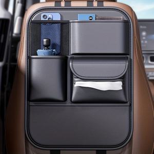 TEMU 다기능 차량용 시트 등받이 정리함 | 인조 가죽 걸이형 수납 가방, 발차기 방지, 차량 액세서리 및 식료품을 위한 대용량