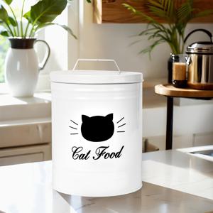 TEMU 1개 철제 방습 애완 동물 보관 버킷, 소박한 스타일, 가정 주방 또는 애완 동물 상점에 적합, 강아지 및 고양이 보관용 원형 용기