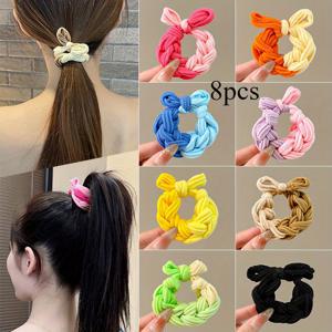 TEMU 8개 세트 컬러풀 고탄력 두꺼운 헤어타이, 여성용 헤어 고무줄, 손으로 만든 내구성 헤어 액세서리