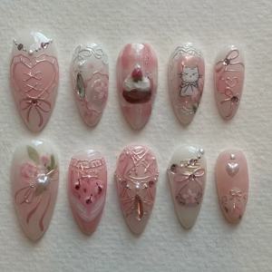 TEMU 전통 수제 귀여운 고양이 달콤한 케이크 우아한 하트 향기로운 꽃 로맨틱 리본 라이트 럭셔리 박스 10개, 모든 여성의 일상 착용에 적합