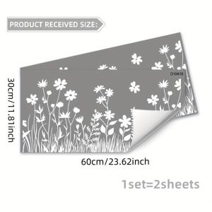 TEMU 침실, 거실 및 복도용 창문 스티커 두 개 팩 - 순백색 라인 플로랄 컷아웃 양면 투명 유리 정전기 접착 데칼 D10418