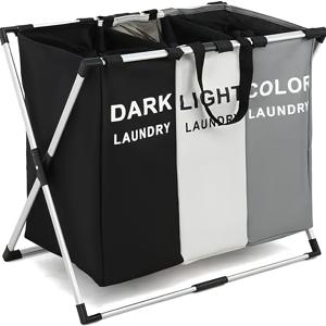 TEMU 고품질 대용량 접이식 옥스포드 천 세탁 바구니, 미니멀하고 실용적인 패브릭 수납 기능, 욕실 수납 및 세탁 필수품, 튼튼한 손잡이로 휴대 용이, 일상적인 수납 및 세탁 요구사항 충족