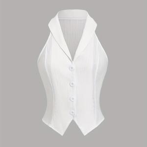 TEMU 여성용 민소매 오픈 프론트 셔츠 - 사무실, 정장 및 캐주얼 착용을 위한 비침 방지 보일 원단, 봄/가을/여름 전환 의류 - 쉬운 관리 버튼업 블라우스, 스프링 패션, 질감 있는 줄무늬, 통기성 소재, 전문 여성용, 블라우스, 가벼운 블라우스, 캐주얼 블라우스, 스타일리시한 여성