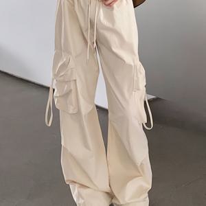 TEMU 여성용 아메리칸 빈티지 핫워크 팬츠, 여름용 가벼운 루즈 스트리트 댄스 힙합 트렌드 와이드 레그 팬츠|여름바지