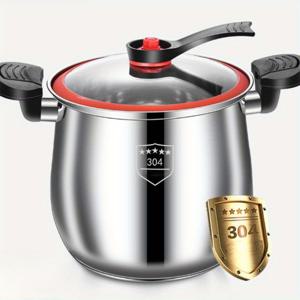 TEMU 논스틱 식품등급 대용량 스테인리스 스틸 퀵 조리냄비 - 안전한 뚜껑이 있는 스튜 및 수프 냄비 - 빠르고 쉬운 식사에 최적