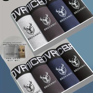 TEMU 사슴 머리 프린트가 있는 남성용 드로즈 8매 세트, 여름 레터링 허리 밴드, 편안하고 피부 친화적.