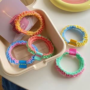 TEMU 5pcs 캔디 컬러 리플링 헤어 밴드, 여성용 탄성 헤드밴드, 부드럽고 데이, 생일 및 일상 헤어 스타일에 적합 (혼합 파스텔), 세련된 레이스 장식