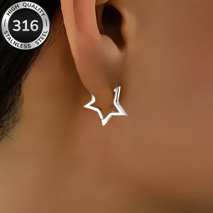 TEMU 고급 스테인레스 스틸 황금 별 귀걸이, 내구성, 편안하고 다용도, 간단하고 우아한 스타일, 일상적인 착용 또는 파티 패션 여성 귀걸이, 보석 액세서리, 여성에게 세련된 선물.