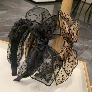 TEMU 빈티지 우아한 메쉬 프린트 헤어밴드 2개 세트 - 넓은 밴드, 미끄럼 방지 디자인, 동물 무늬 & 매듭 장식, 여성용 데일리 및 특별 행사용 헤어 액세서리, 패션 헤어피스, 안전 착용감, 패션 애호가를 위한 헤어밴드