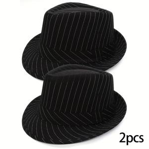 TEMU D EXCEED 클래식 맨하탄 갱스터 스타일 모자 세트 - 남녀 공용 투피스 구조 트위드 더비 및 파나마 여름 모자, 넓은 챙으로 햇빛을 차단 (블랙/화이트, 레트로 빈티지 스타일로 해변, 결혼식, 코스튬에 이상적)