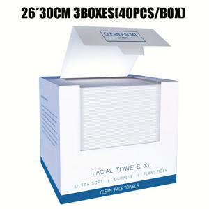 TEMU 1박스/3박스 일회용 초대형 초두께 페이셜 클렌징 타월, 초고급 부드러움과 높은 흡수력. 모든 피부 타입에 적합, 클렌징 및 메이크업 제거용. 일상 가정용, 여행용, 욕실용으로 이상적. 박스당 40장