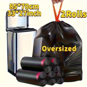 TEMU 2롤 초대형 헤비 듀티 검정색 쓰레기 봉투 - 85Cm*70Cm/33In*27In 가정, 호텔 및 슈퍼마켓 사용에 적합, 내구성 있는 폴리에틸렌 소재, 다용도 청소 용품, 롤당 10개 봉투, 할로윈, 크리스마스, 추수감사절