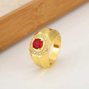 TEMU 남녀공용 스타일리시 골드 링 - 레드 합성 큐빅 지르코니아 메인 스톤과 주변 합성 큐빅 지르코니아 악센트. 파티, 결혼식, 외출, 어버이날, 크리스마스 및 기타 특별한 날에 이상적