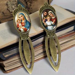 TEMU 2개 세트 무유 세인트 패밀리 수제 빈티지 북마크 - 우아한 오벌 북마크, 학생, 선생님, 작가에게 적합 - 독서 선물용 이상적인 북마크 (영어)