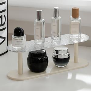 TEMU 1개 이중 레이어 향수 보관 랙, INS 스타일 욕실 화장대 정리함, 투명 아크릴 및 화장품 보관 선반|향수