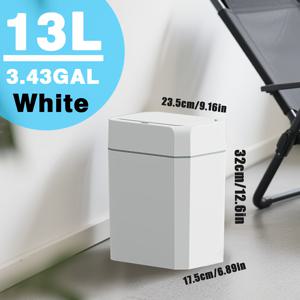 TEMU 모던 디자인 터치리스 , 용량 3.43갤런 및 5.02갤런, 부드러운 뚜껑 및 모션 센서 자동 작동 기능 포함. 컴팩트하고 슬림한 디자인, 플라스틱 재질, 냄새 방지 기능, AA 배터리 2개 포함 (미포함)|쓰레기통|음식물쓰레기통