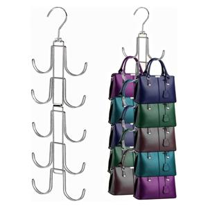 TEMU 1개 접이식 금속 핸드백 정리대, 10단 공간절약형 옷장 수납 선반 - 폴리싱 크롬 마감, 가방·벨트·스카프·넥타이·모자 보관용 침실 액세서리