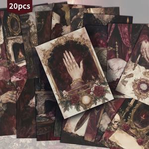 TEMU 20팩 빈티지 버건디 미스터리 포춘 레이디 엽서 - 4x6인치 레트로 정크 저널 용지, 클래식 핀업 일러스트레이션, 스크랩북 & 공예용 수집가 장식 카드