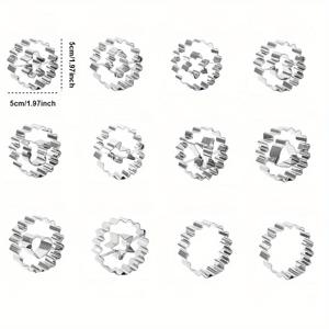 TEMU 크리스마스 쿠키 커터 세트 (스테인리스 스틸 린저 쿠키 커터 12개 포함), 크리스마스 트리, 별, 하트, 눈꽃, 눈사람, 징글베어, 사슴 등 다양한 모양 포함, 크기 약 1.97인치